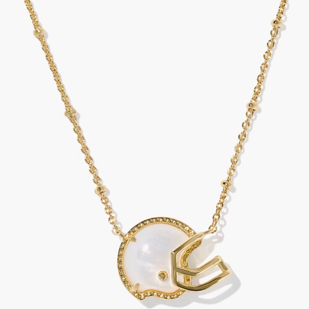 Kendra Scott NWT Football Helmet Gold Short Pendant Necklace